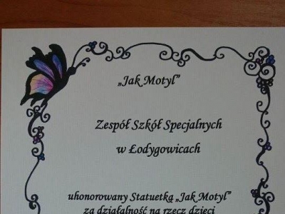 Statuetka „Jak Motyl” dla naszej placówki! - zdjęcia - zdjęcie2